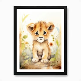 Colouring Watercolour Lion Art Painting 1 Art Print