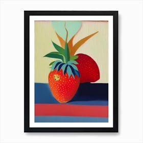 A Single Strawberry, Fruit Abstract Still Life Art Print