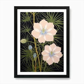 Flower Illustration Love In A Mist Nigella 7 Art Print