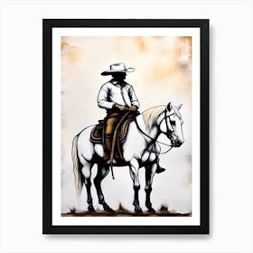 Cowboy On Horseback Art Print