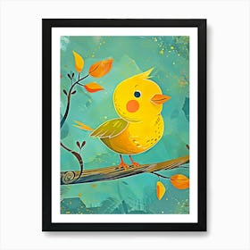 Yellow Bird On A Branch Art Print