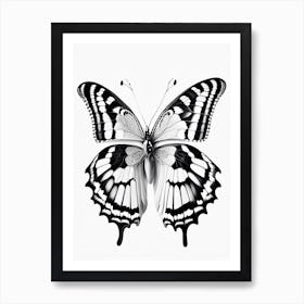 Monochrome Butterfly Decoupage 1 Art Print