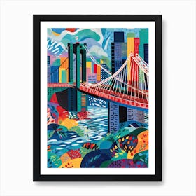 Brooklyn Bridge United States Colourful 3 Art Print