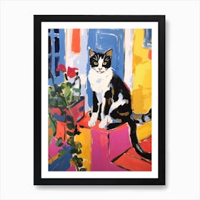 Painting Of A Cat In Tangier Morocco 4 Art Print