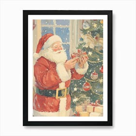 Santa Claus With Gift Boxes Art Print