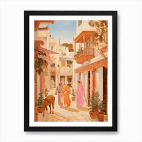 Hammamet Tunisia 4 Vintage Pink Travel Illustration Art Print