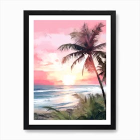 Watercolor Painting Of Playa Paraiso, Tulum Mexico 4 Art Print