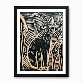 Balinese Cat Linocut Blockprint 2 Poster