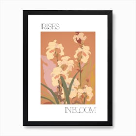 Irises In Bloom Flowers Bold Illustration 1 Art Print