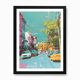 Queens New York Colourful Silkscreen Illustration 4 Art Print