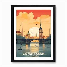 Denmark Copenhagen Travel Retro Landscape Art Print