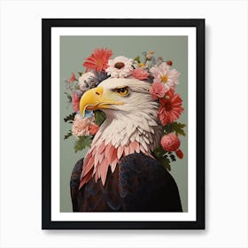 Bird With A Flower Crown Bald Eagle Art Print