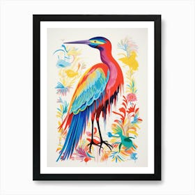 Colourful Bird Painting Egret 4 Art Print