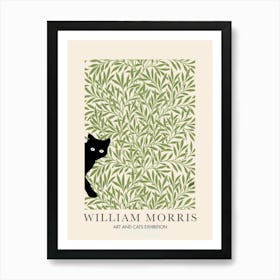 William Morris Willow Peekaboo Cat Tree Flower Botanical Art Print