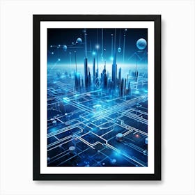 Abstract Digital Painting Of A Vast Global Datum Web Connecting Various Ai Networks In A Futuristic (4) Art Print