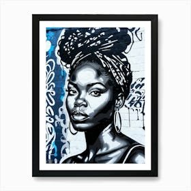 Graffiti Mural Of Beautiful Black Woman 219 Art Print