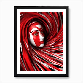 Red And White Woman In A Spiral Art Print