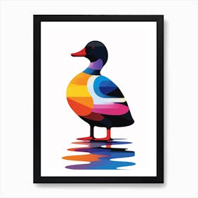 Colourful Geometric Bird Coot 2 Art Print