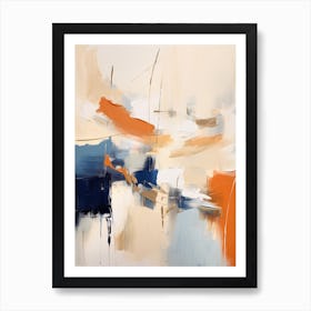 Navy And Orange Autumn Abstract Painting 8 Art Print