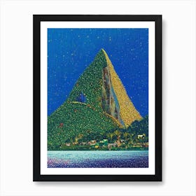 Saint Lucia Pointillism Style Tropical Destination Art Print
