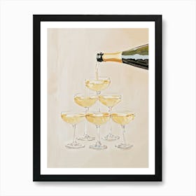 Champagne Pouring Tower Art Print