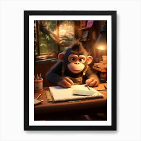 Clever Chimp: Adorable Ape's Learning Adventure Print Art Print