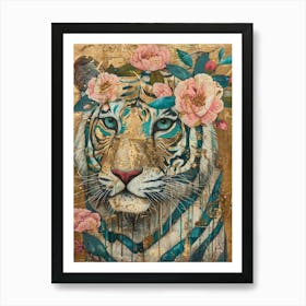 Tiger With Flowers 8 Art Print