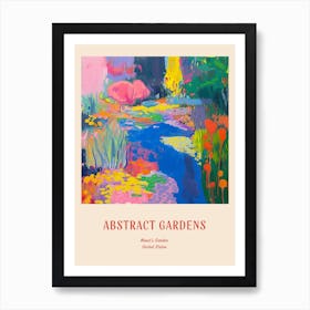 Colourful Gardens Monets Garden Usa 1 Red Poster Art Print