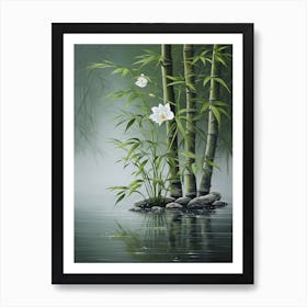 Bamboo Trees And Flowers Art Print