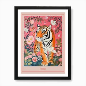 Floral Animal Painting Tiger 6 Poster Art Print