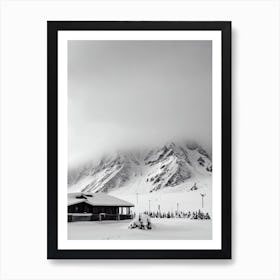 Portillo, Chile Black And White Skiing Poster Art Print