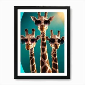 Three Giraffes In Sunglasses Art Print