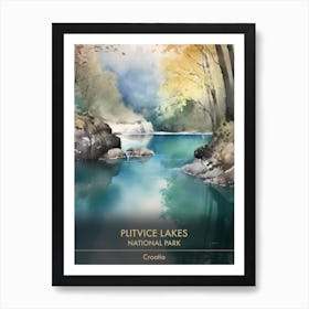 Plitvice Lakes National Park Croatia Watercolour 2 Art Print