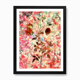 Impressionist Red Rose Botanical Painting in Blush Pink and Gold Art Print
