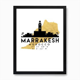 Marrakesh Morocco Silhouette City Skyline Map Art Print
