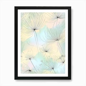 A Moment of Tranquility: Dandelion Seeds Suspended in a Peaceful Sky Art Print