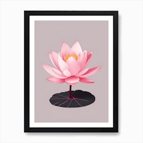 A Pink Lotus In Minimalist Style Vertical Composition 84 Art Print