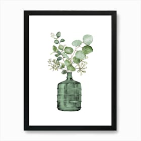 Eucalyptus Leaves In Vase Watercolour Art Art Print