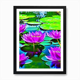 Water Lilies Waterscape Pop Art Photography 1 Art Print