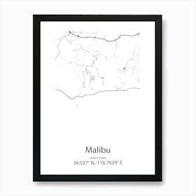 Malibu,United States Minimalist Map Poster