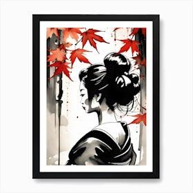 Geisha Painting 4 Art Print