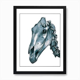 Horse Skull Blue Art Print