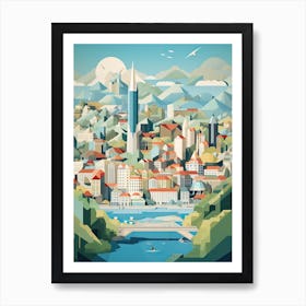 Zurich, Switzerland, Geometric Illustration 2 Art Print