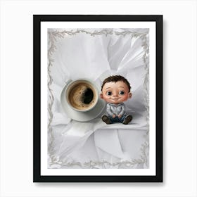 Little Boy With A Cup Of Coffee Art Print