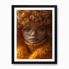 Portrait Of A Girl With Curly Hair Art Print