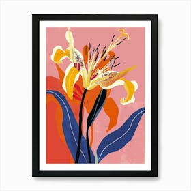 Colourful Flower Illustration Gloriosa Lily 1 Art Print