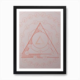 Geometric Abstract Glyph Circle Array in Tomato Red n.0094 Art Print