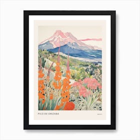 Pico De Orizaba Mexico 3 Colourful Mountain Illustration Poster Art Print