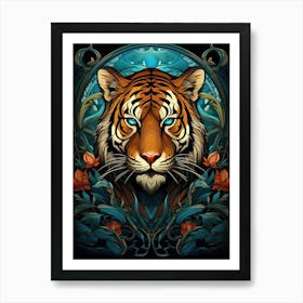 Tiger Art In Art Deco Style 3 Art Print