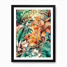 Tropical Leaves flowers nature Art Print